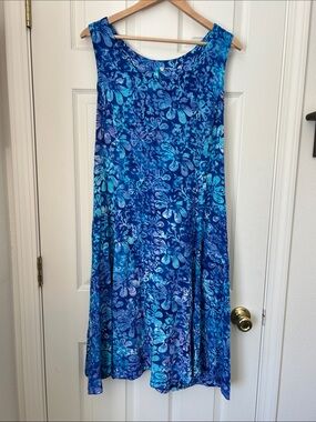 Blue Sky Floral Midi Dress in Vibrant Blue Tones